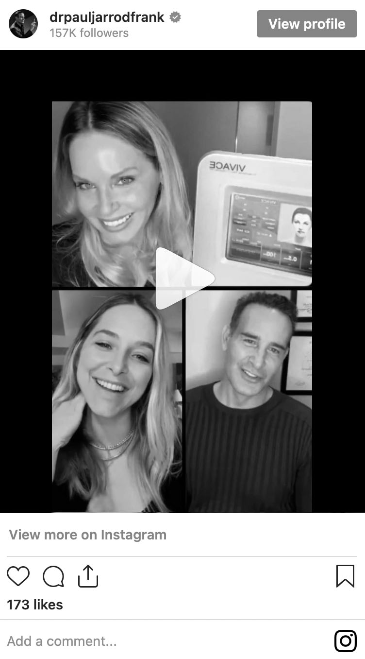 Dr. Paul Jarrod Frank of PFRANKMD in New York City IG Live with Vivace® ft Jenny Mollen