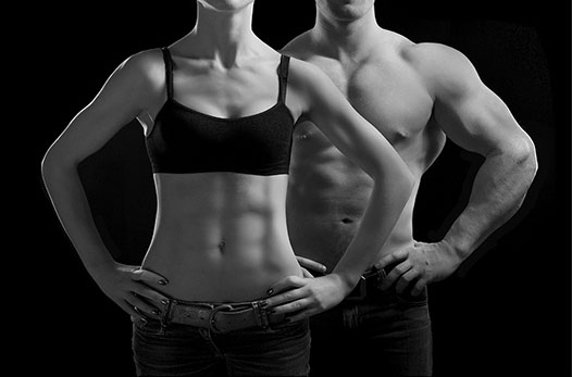 Man and woman with toned body